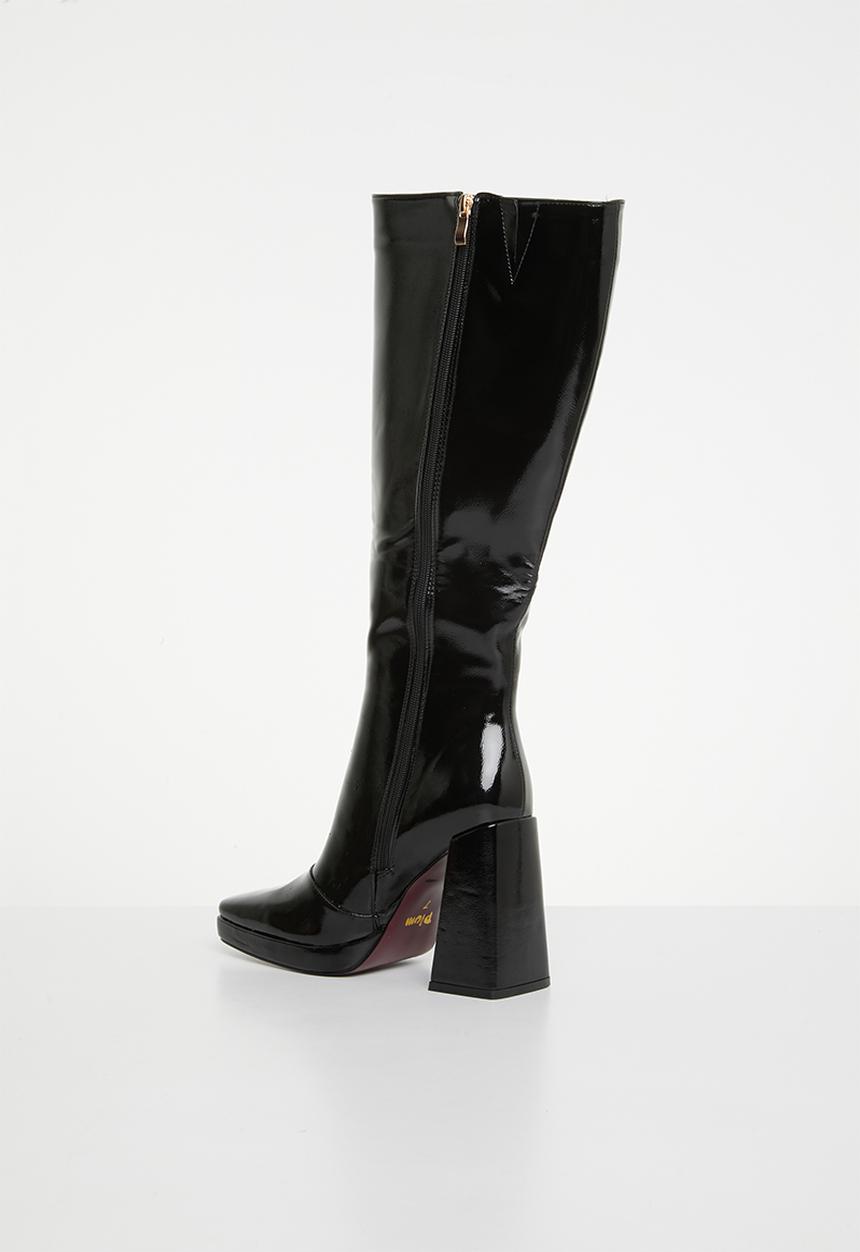 Plum - Khloe knee length boot - black