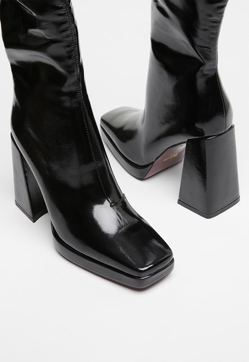 Plum - Khloe knee length boot - black