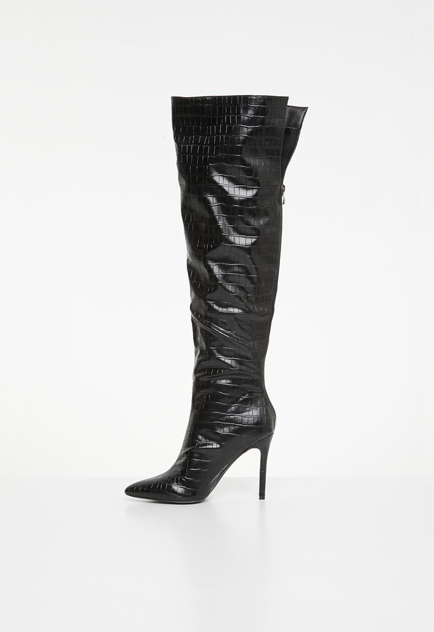 Plum - Adah stiletto boot - black
