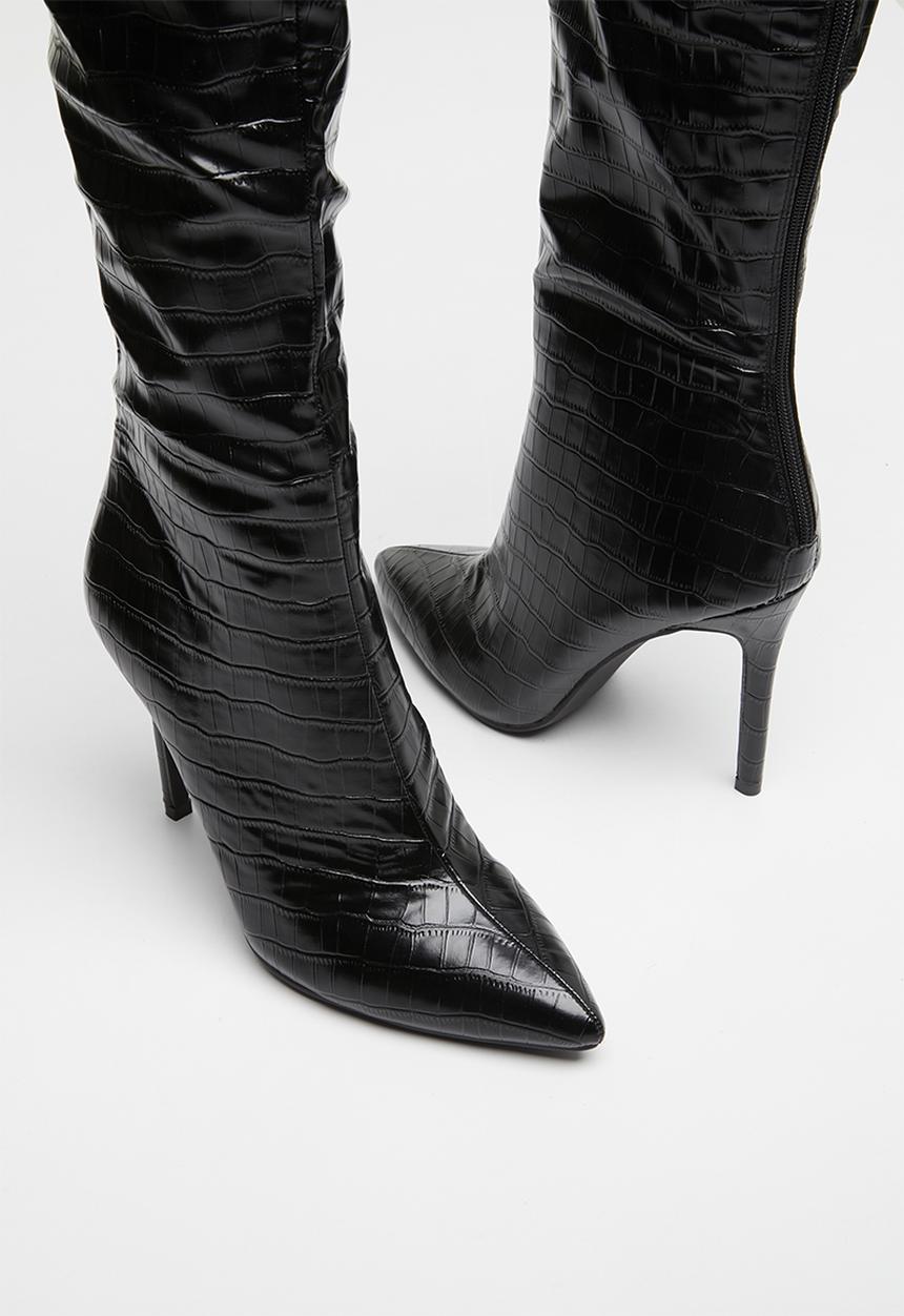 Plum - Adah stiletto boot - black