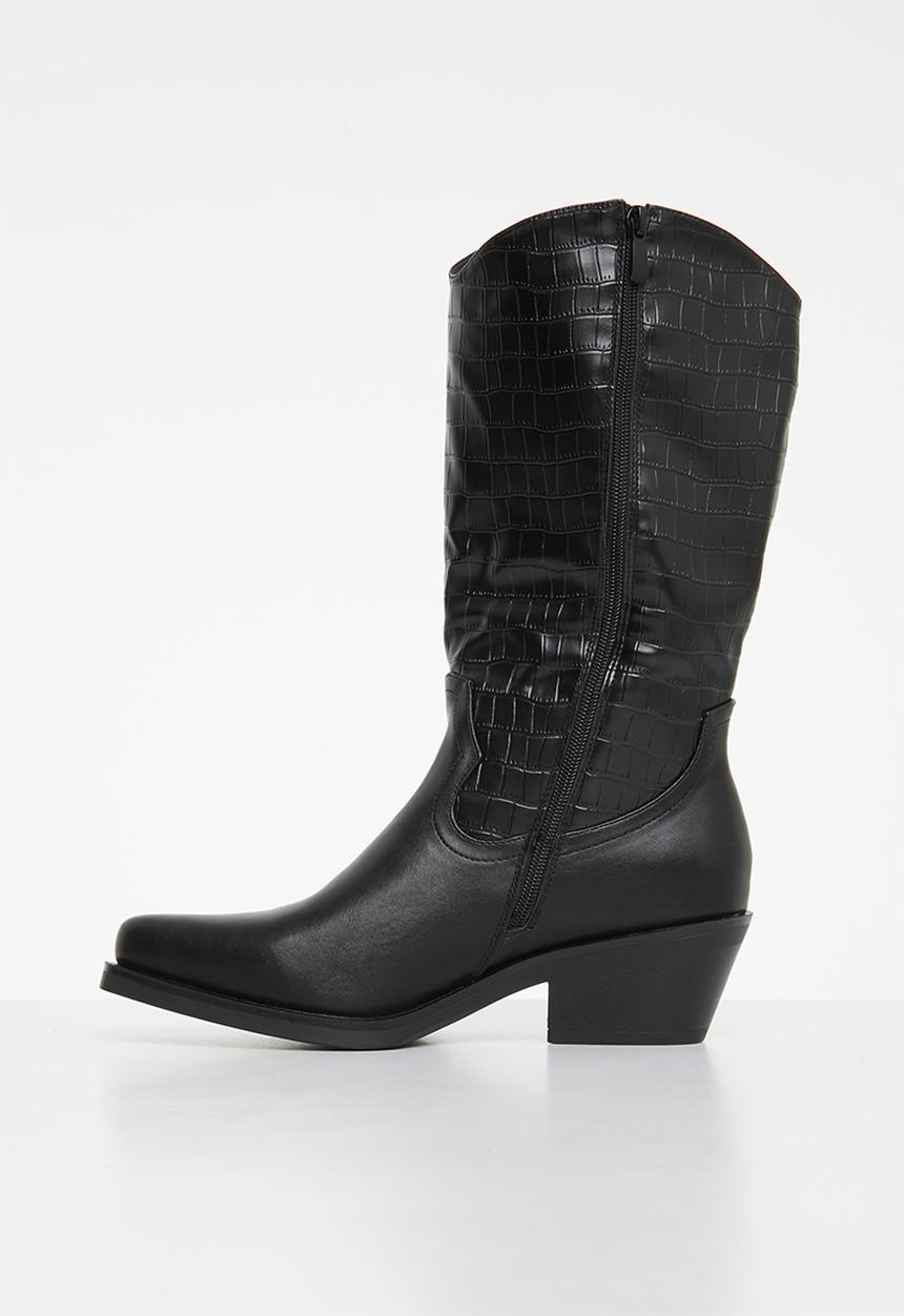 Plum - Nikita western boot - black
