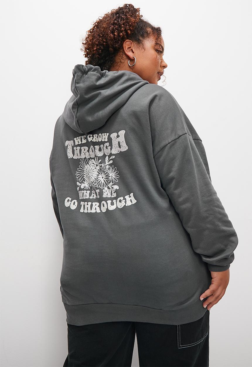 Blake - Graphic slouch hoodie - slate grey