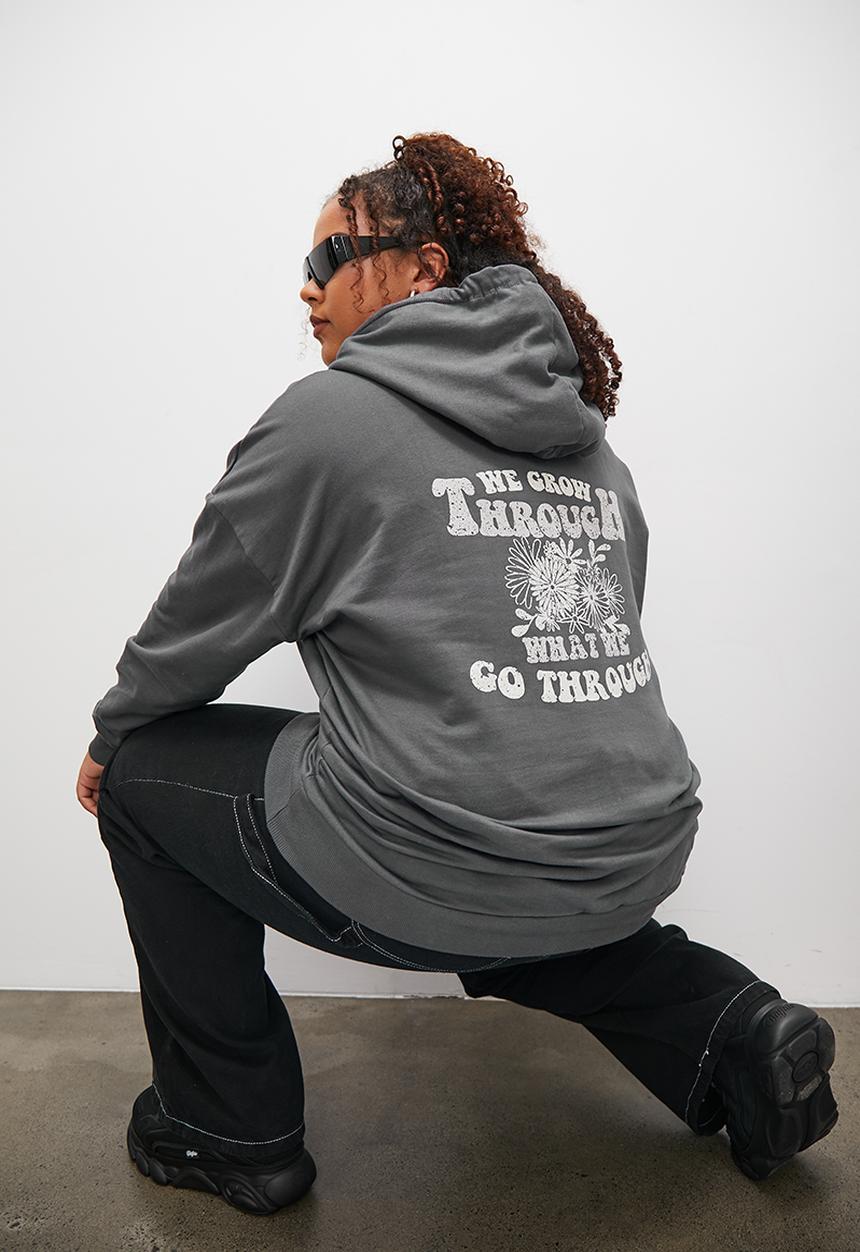 Blake - Graphic slouch hoodie - slate grey
