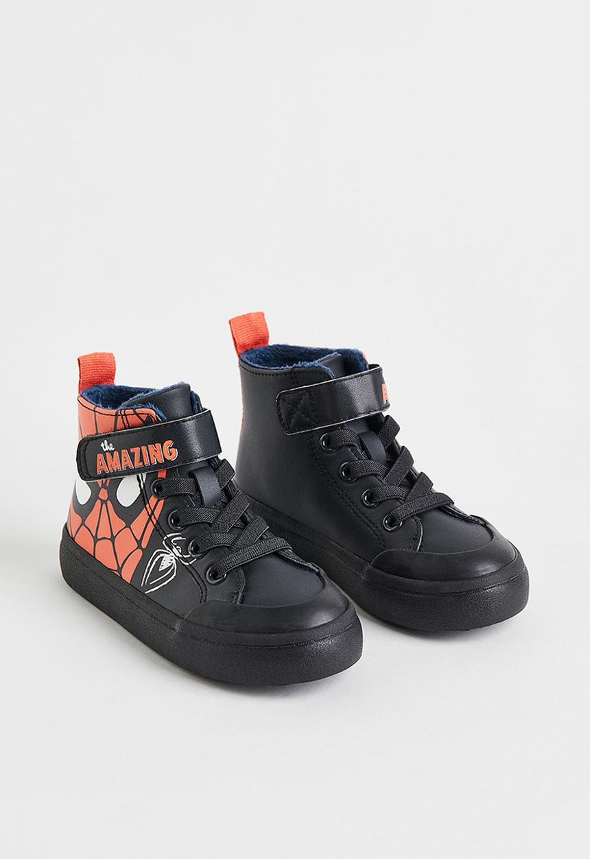 H&M - Warm-lined printed hi-tops - black/spider-man