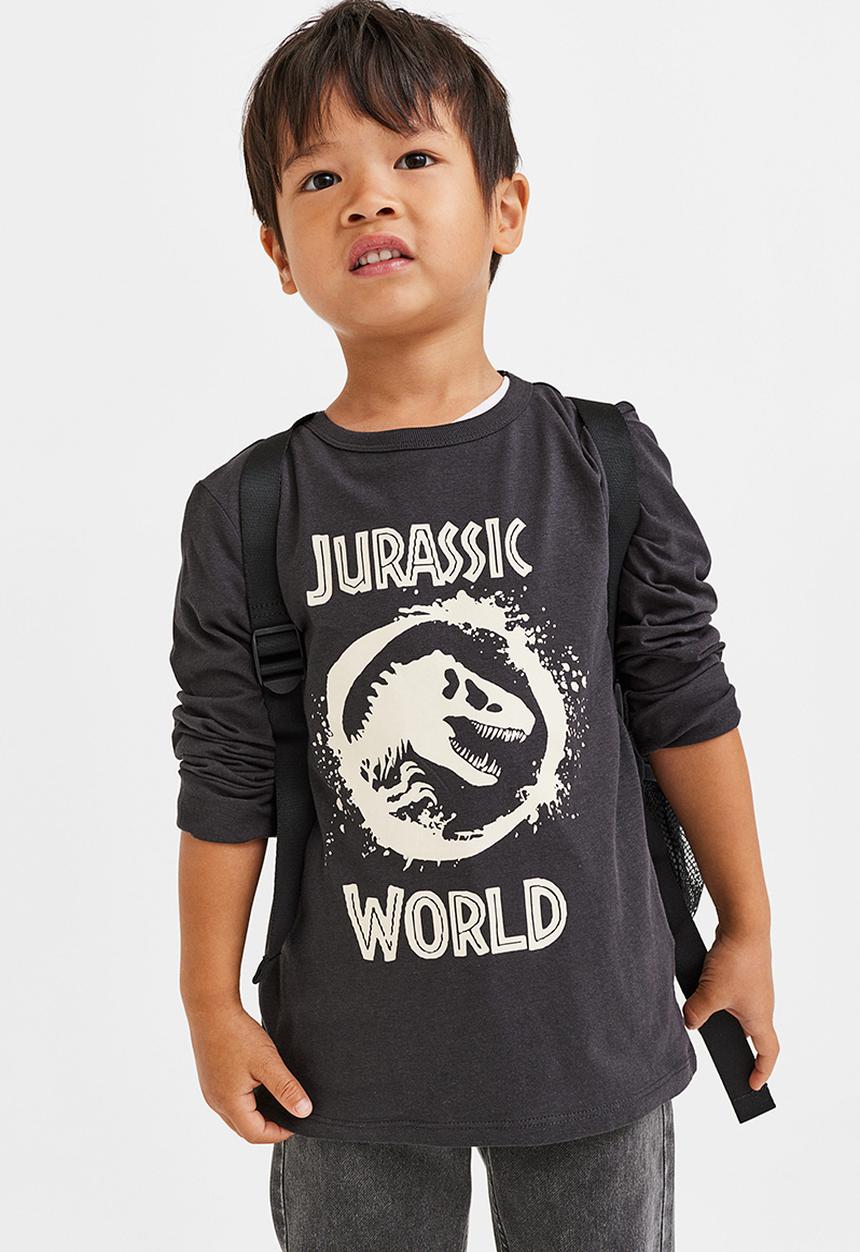 H&M - Printed top - dark grey/jurassic world