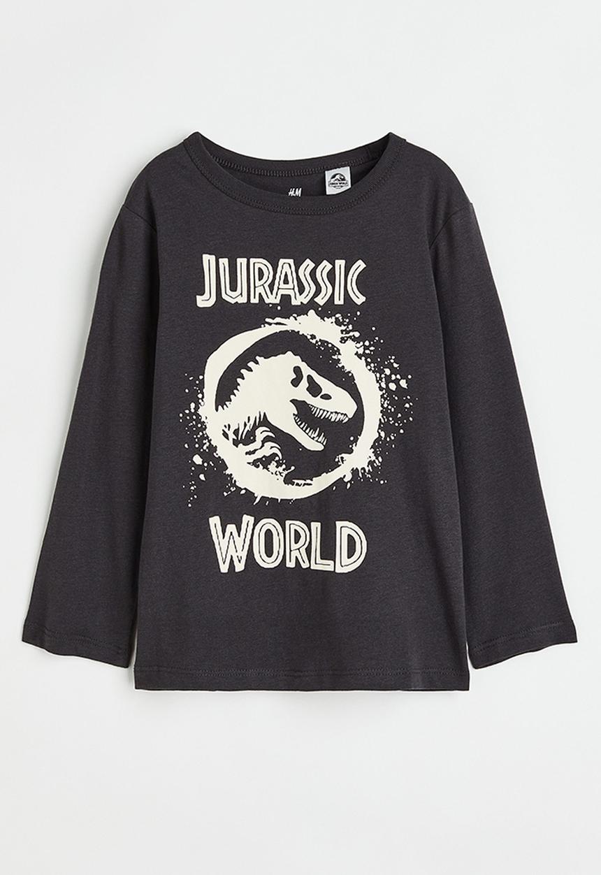 H&M - Printed top - dark grey/jurassic world