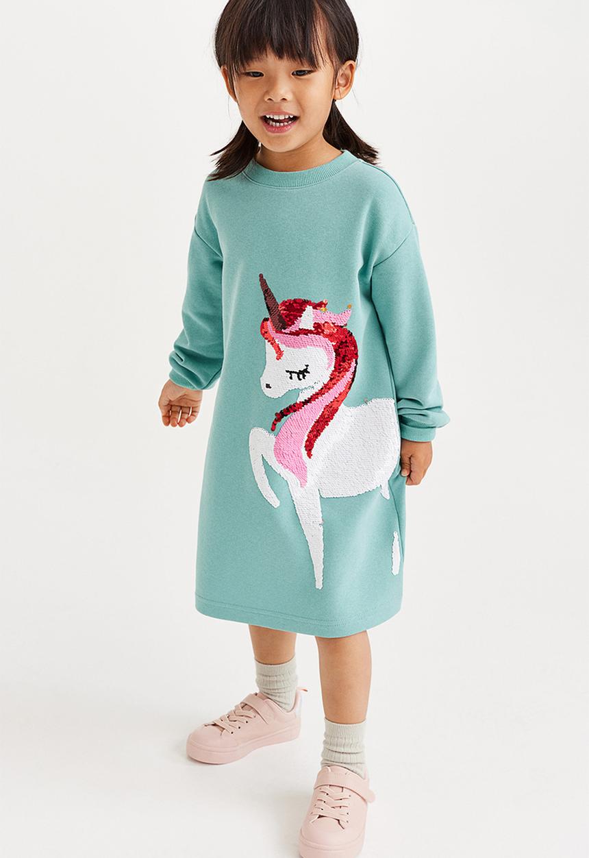 H&M - Sweatshirt dress - turquoise/unicorn