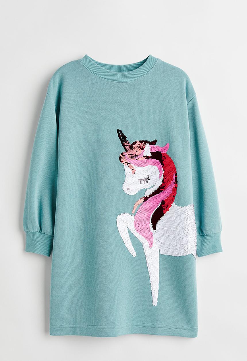 H&M - Sweatshirt dress - turquoise/unicorn