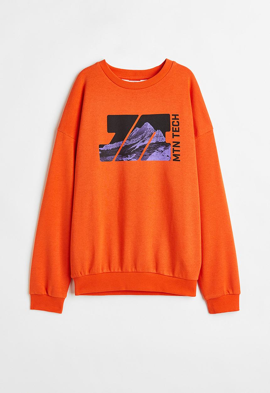 H&M - Printed sweatshirt - orange/mountain