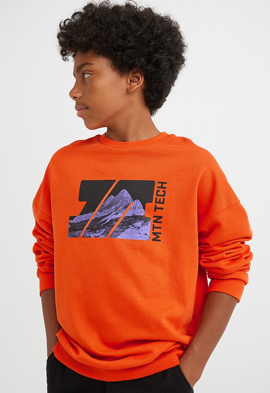 H&M - Printed sweatshirt - orange/mountain