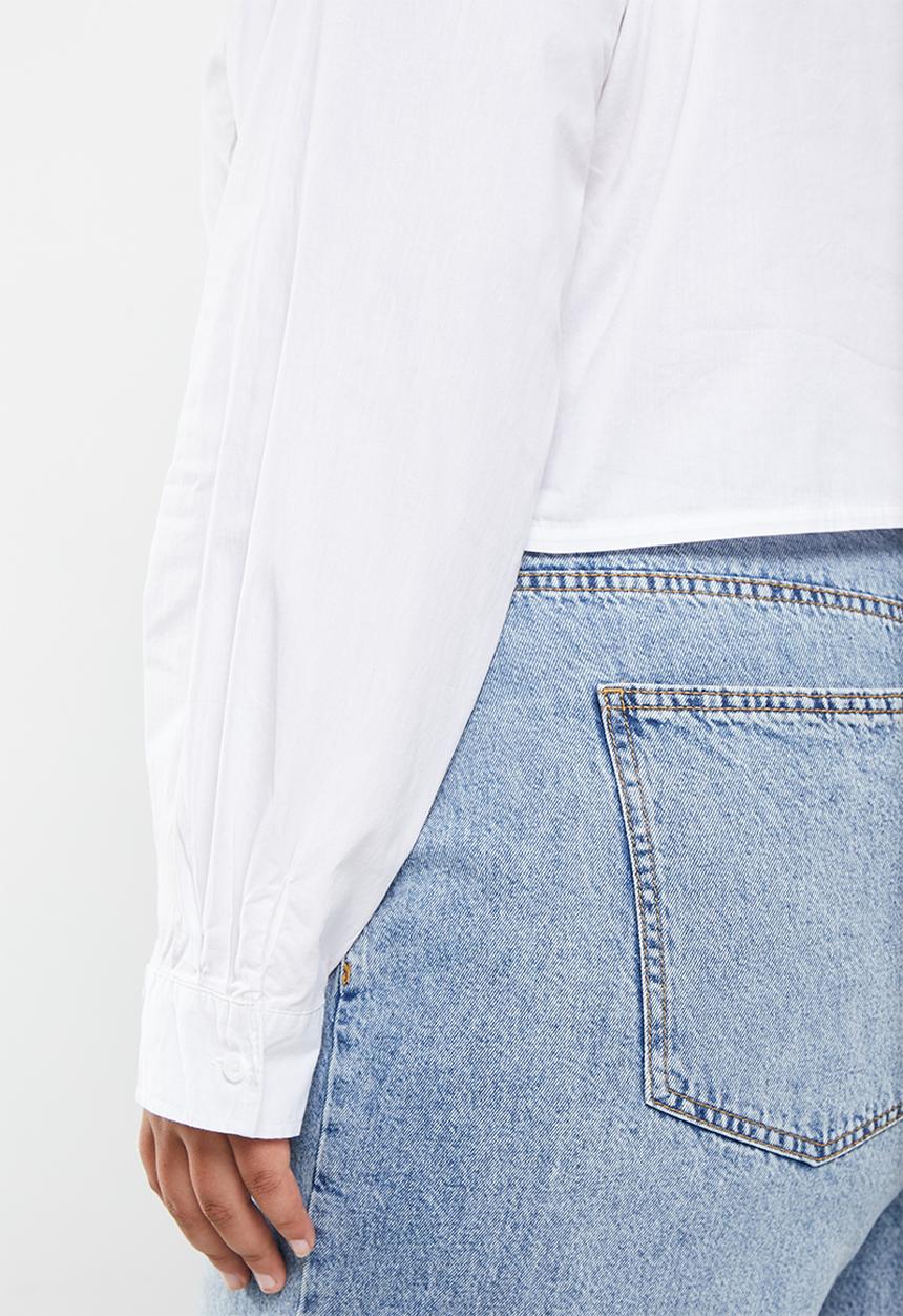 Cotton On - Plus cropped dad shirt - white 