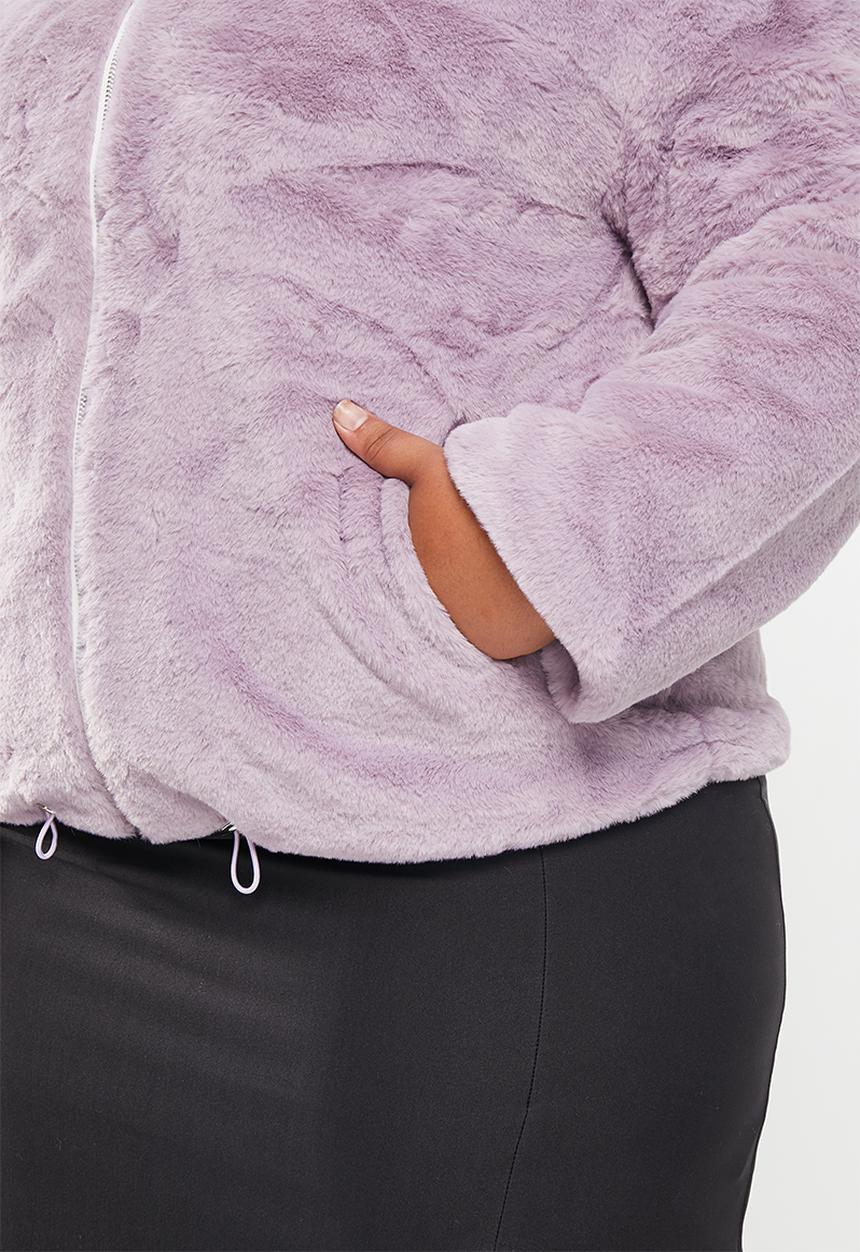dailyfriday - Faux fur zip up jacket - mauve