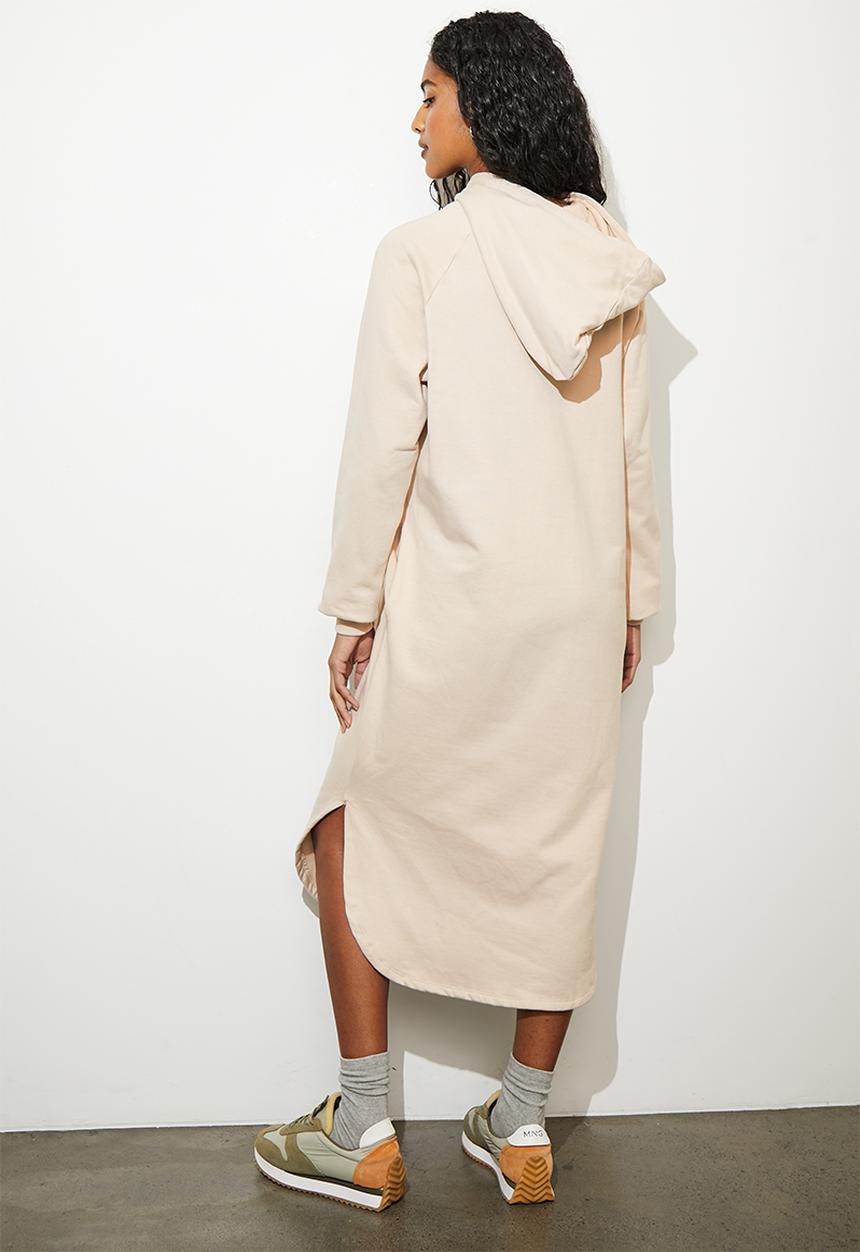 Superbalist - Curved hem hooded sweat dress - neutral
