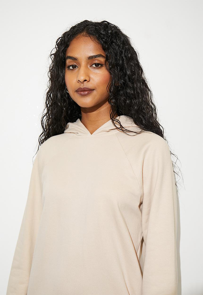 Superbalist - Curved hem hooded sweat dress - neutral