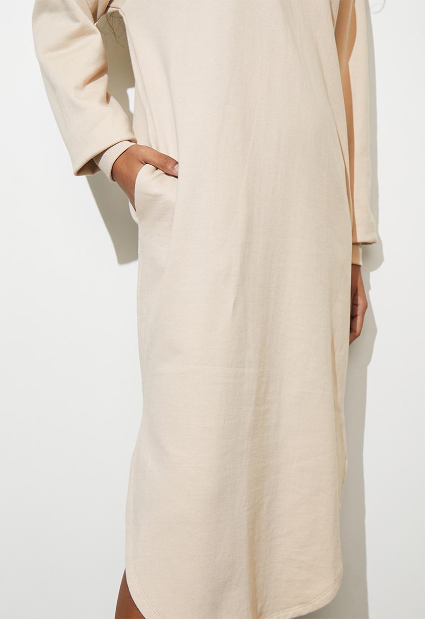 Superbalist - Curved hem hooded sweat dress - neutral
