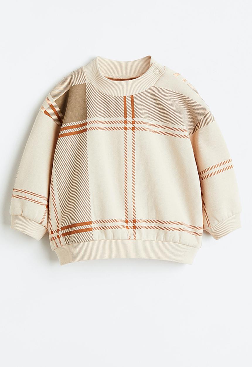 H&M - Sweatshirt - light beige/checked