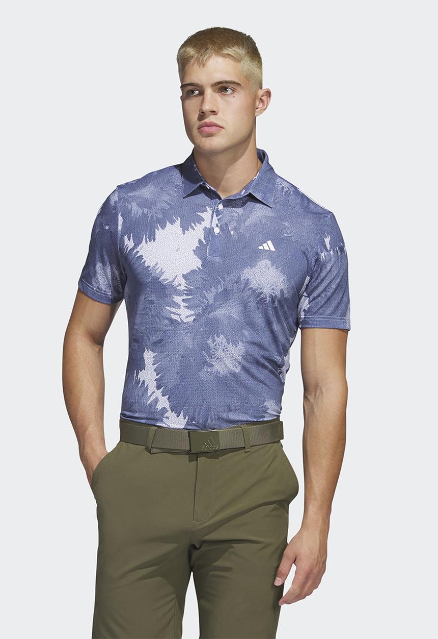 adidas Performance - Key golf  print polo - white & collegiate navy