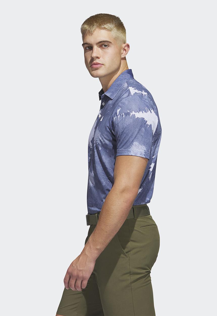 adidas Performance - Key golf  print polo - white & collegiate navy