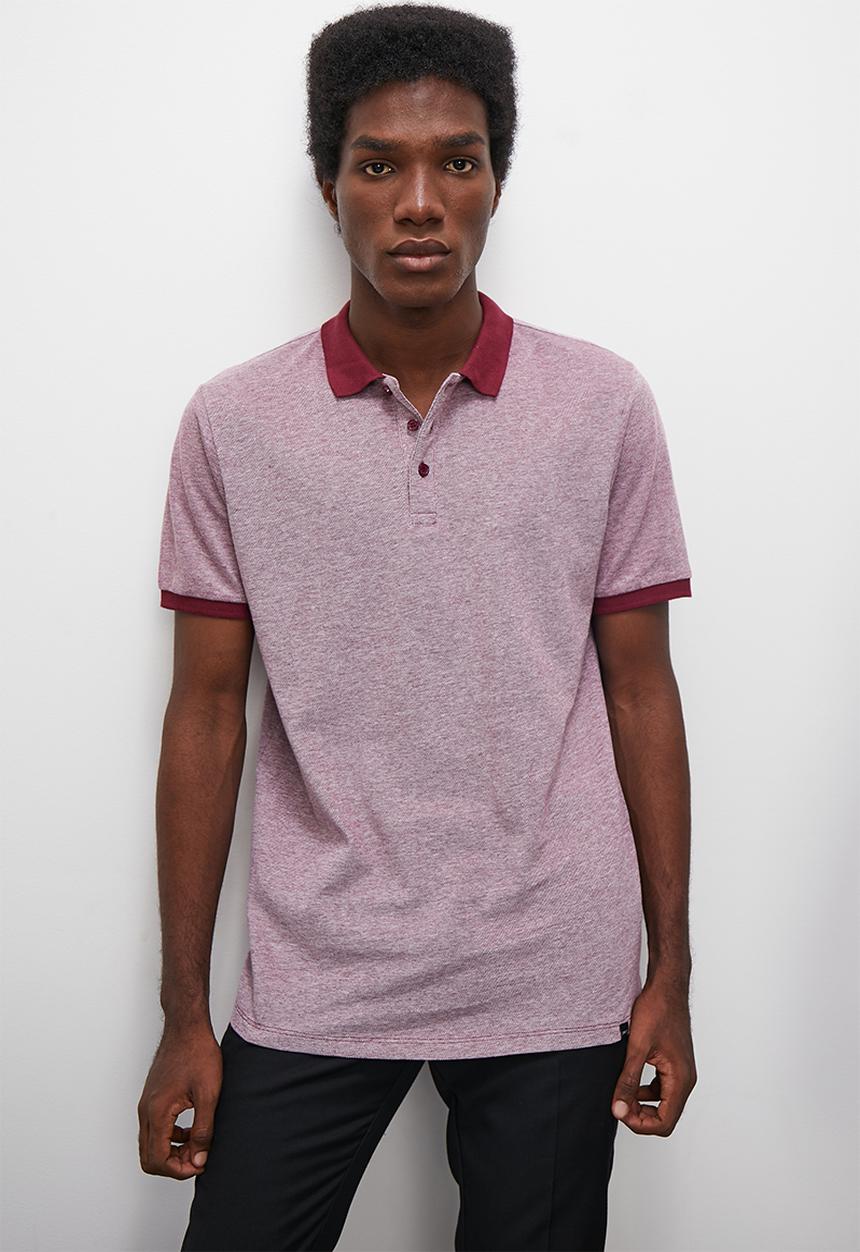 Superbalist - Bolden textured piquet  golfer - plum & white