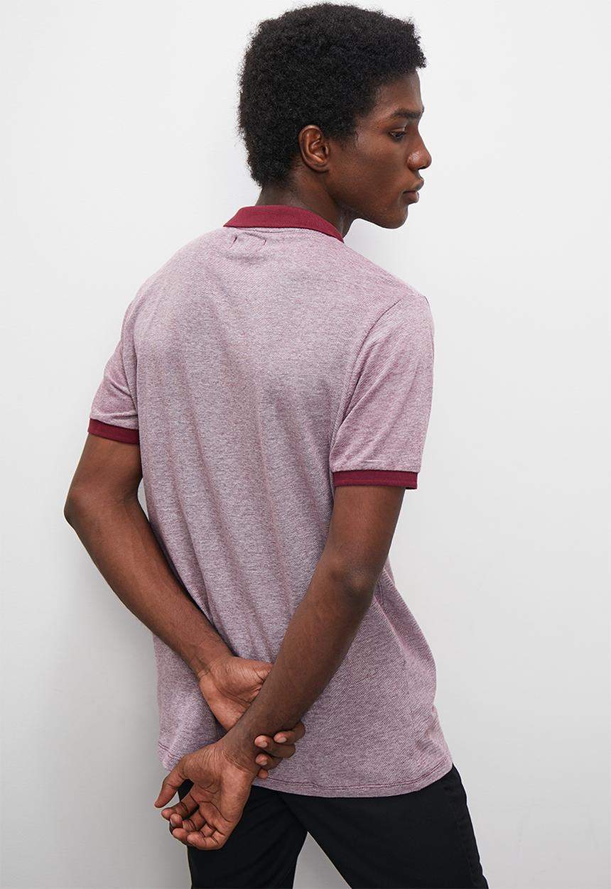 Superbalist - Bolden textured piquet  golfer - plum & white