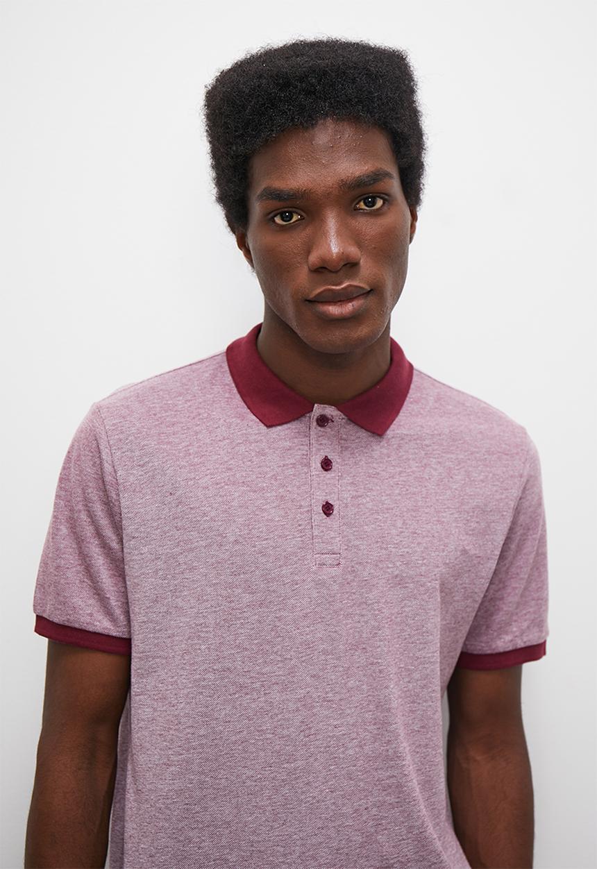 Superbalist - Bolden textured piquet  golfer - plum & white