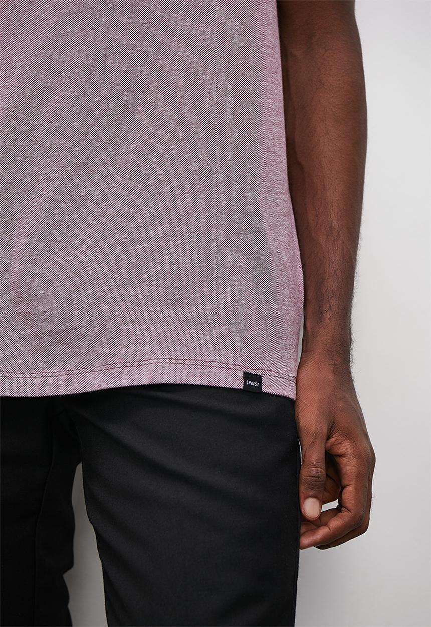 Superbalist - Bolden textured piquet  golfer - plum & white