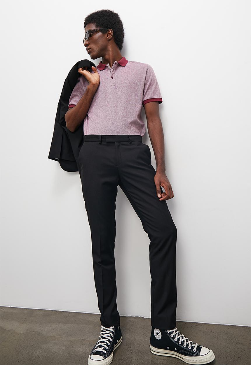 Superbalist - Bolden textured piquet  golfer - plum & white