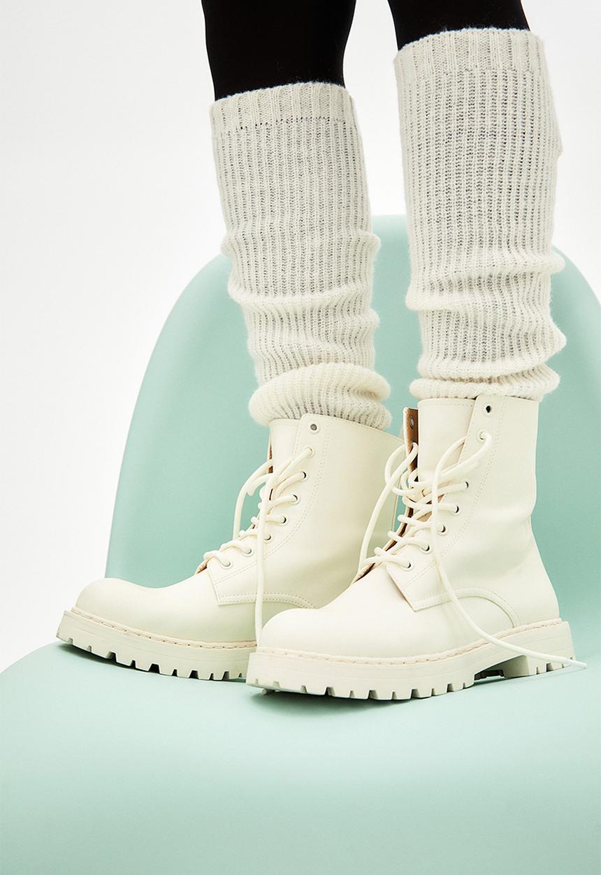 H&M - Rib-knit leg warmers - light beige