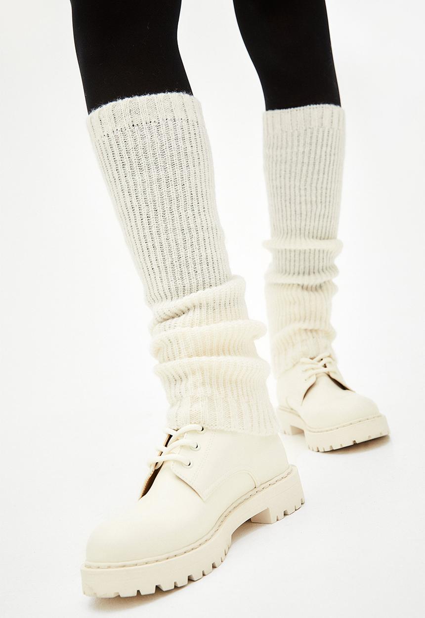 H&M - Rib-knit leg warmers - light beige