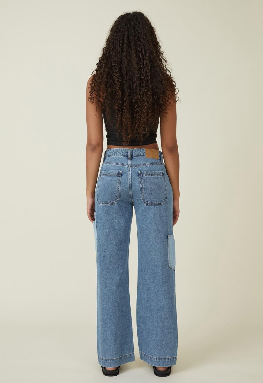 Cotton On - Utility pocket straight jean - offshore blue