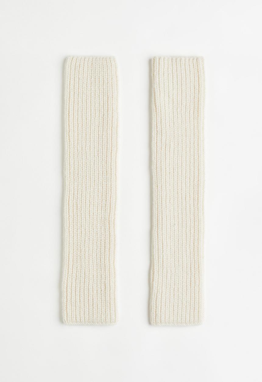 H&M - Rib-knit arm warmers - cream