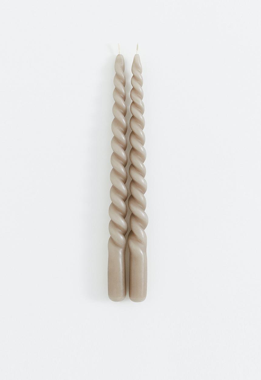 H&M - 2-pack spiral candles - light greige