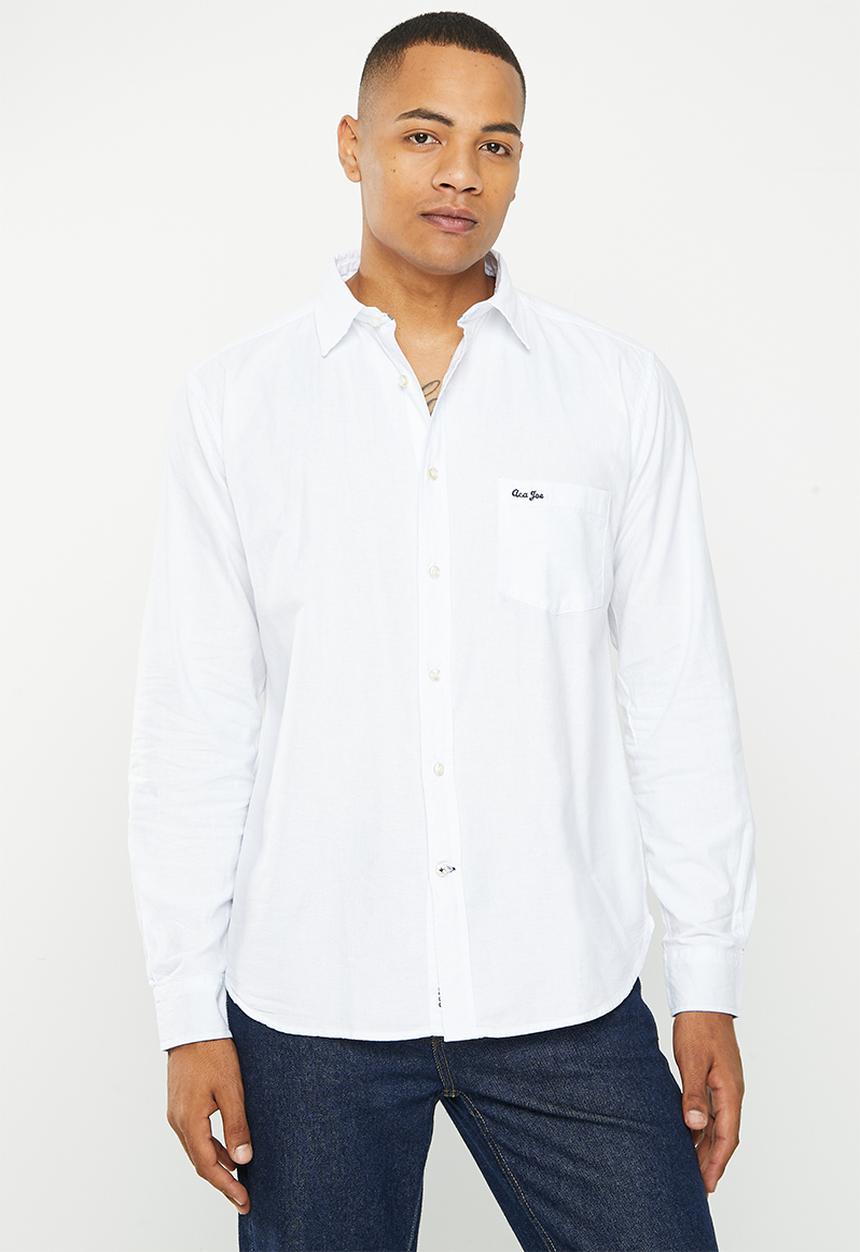 Aca Joe - Mens aca joe long sleeve shirt - white