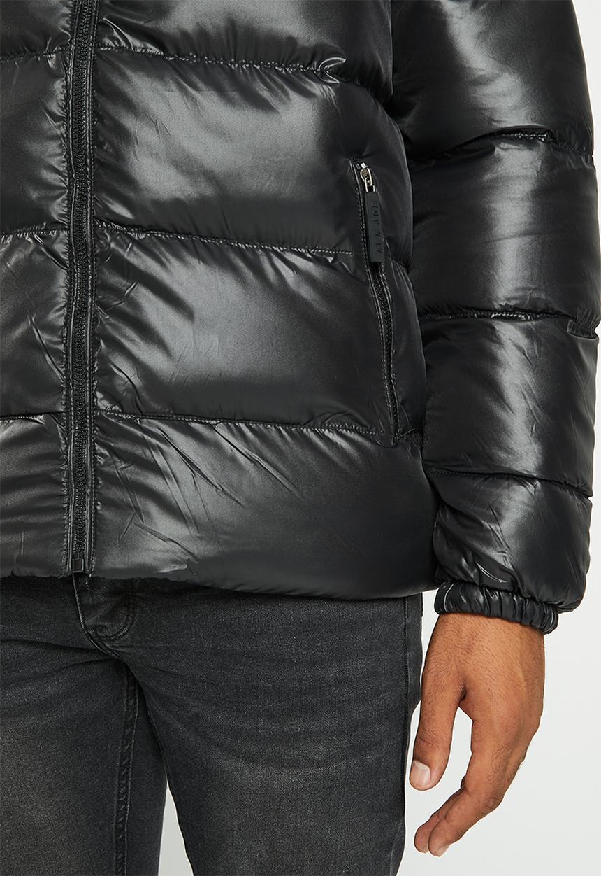 Aca Joe - Mens aca joe embroidered hooded puffer - black