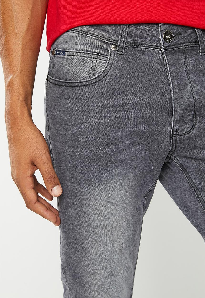 Aca Joe - Mens aca joe stretch skinny jeans - grey washed