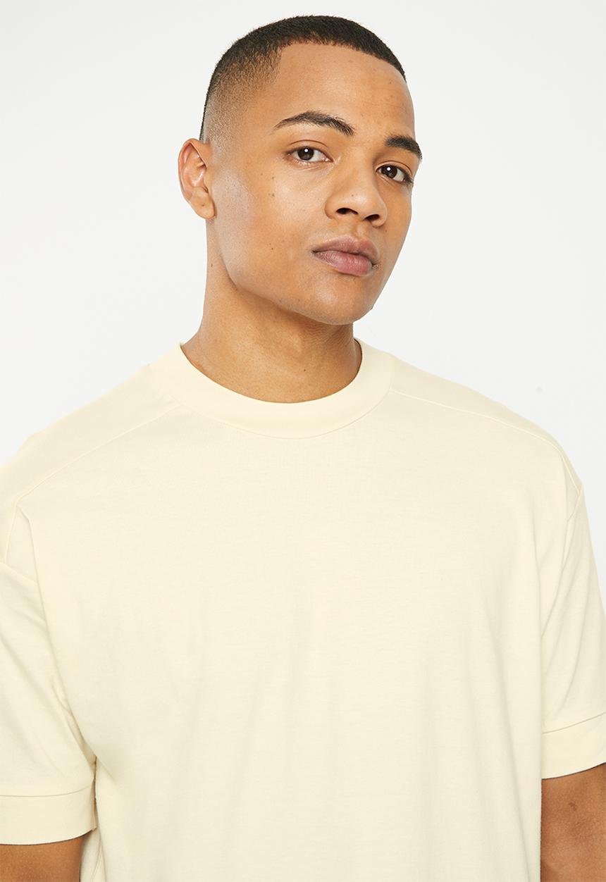 urban° - Mens urban printed oversized tee short sleeve - bone