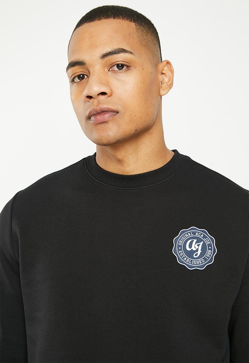 Aca Joe - Mens aca joe brushed fleece pullover crew - black