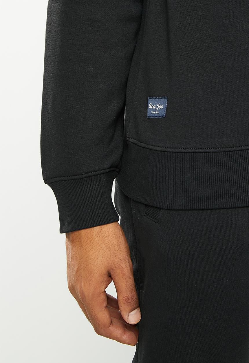 Aca Joe - Mens aca joe brushed fleece pullover crew - black