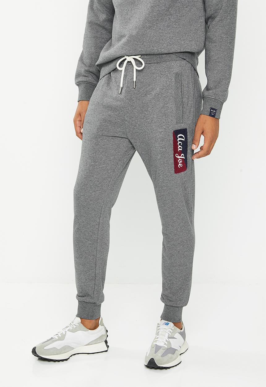 Aca Joe - Mens aca joe unbrushed fleece jogger - charcoal