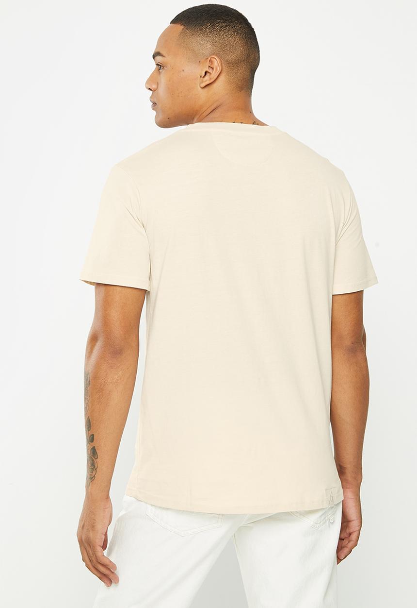 Vertigo - Mens vertigo flock crew tee short sleeve - oatmeal