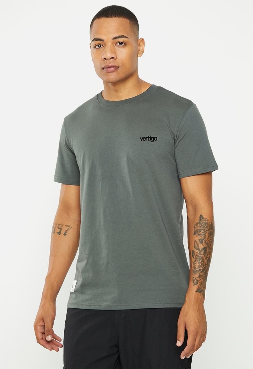Vertigo - Mens vertigo flock crew tee short sleeve - dark shadown