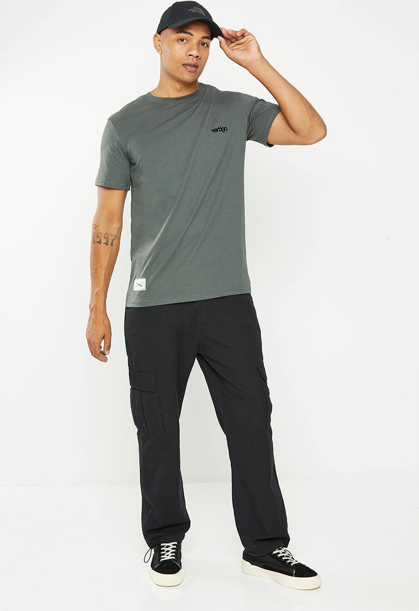 Vertigo - Mens vertigo flock crew tee short sleeve - dark shadown