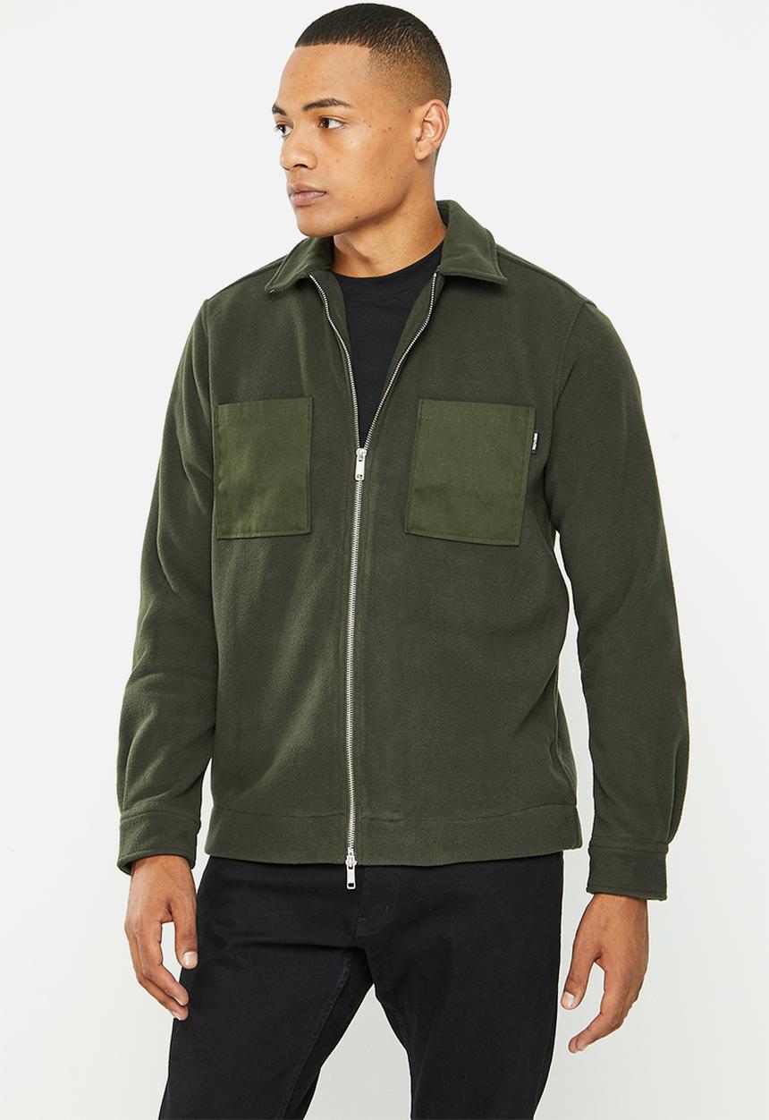 Only & Sons - Onstim ovr full zip fleece long sleeve shirt - olive
