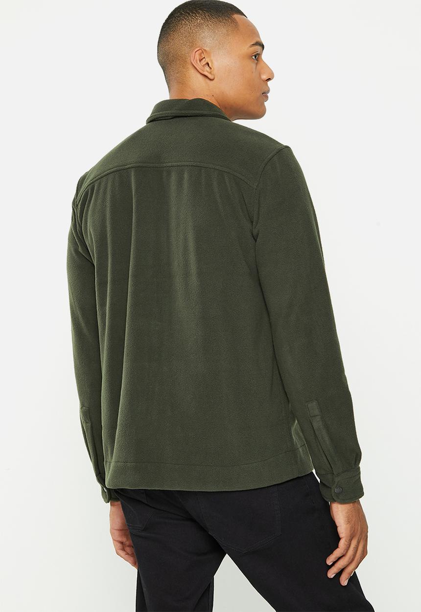 Only & Sons - Onstim ovr full zip fleece long sleeve shirt - olive