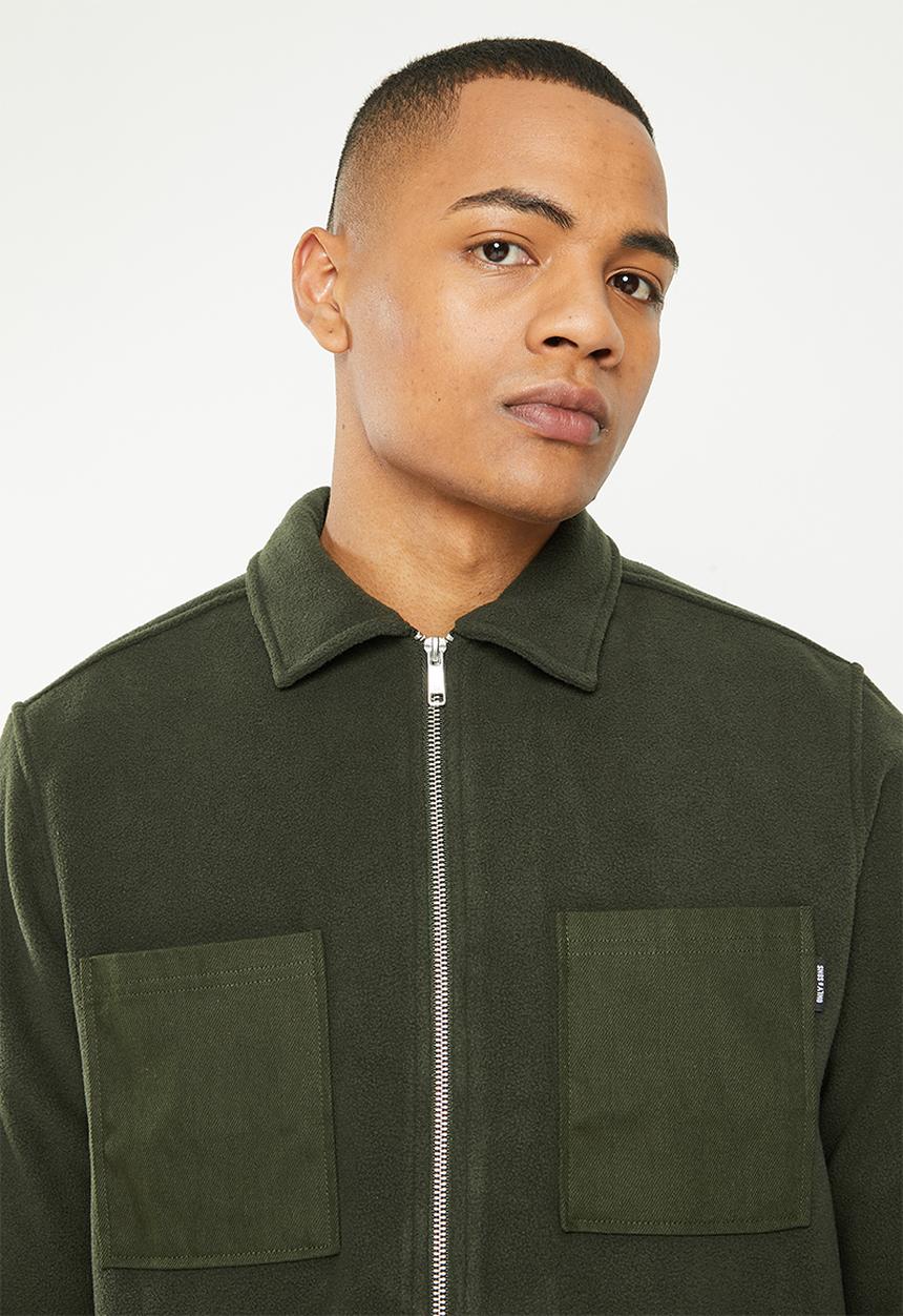 Only & Sons - Onstim ovr full zip fleece long sleeve shirt - olive