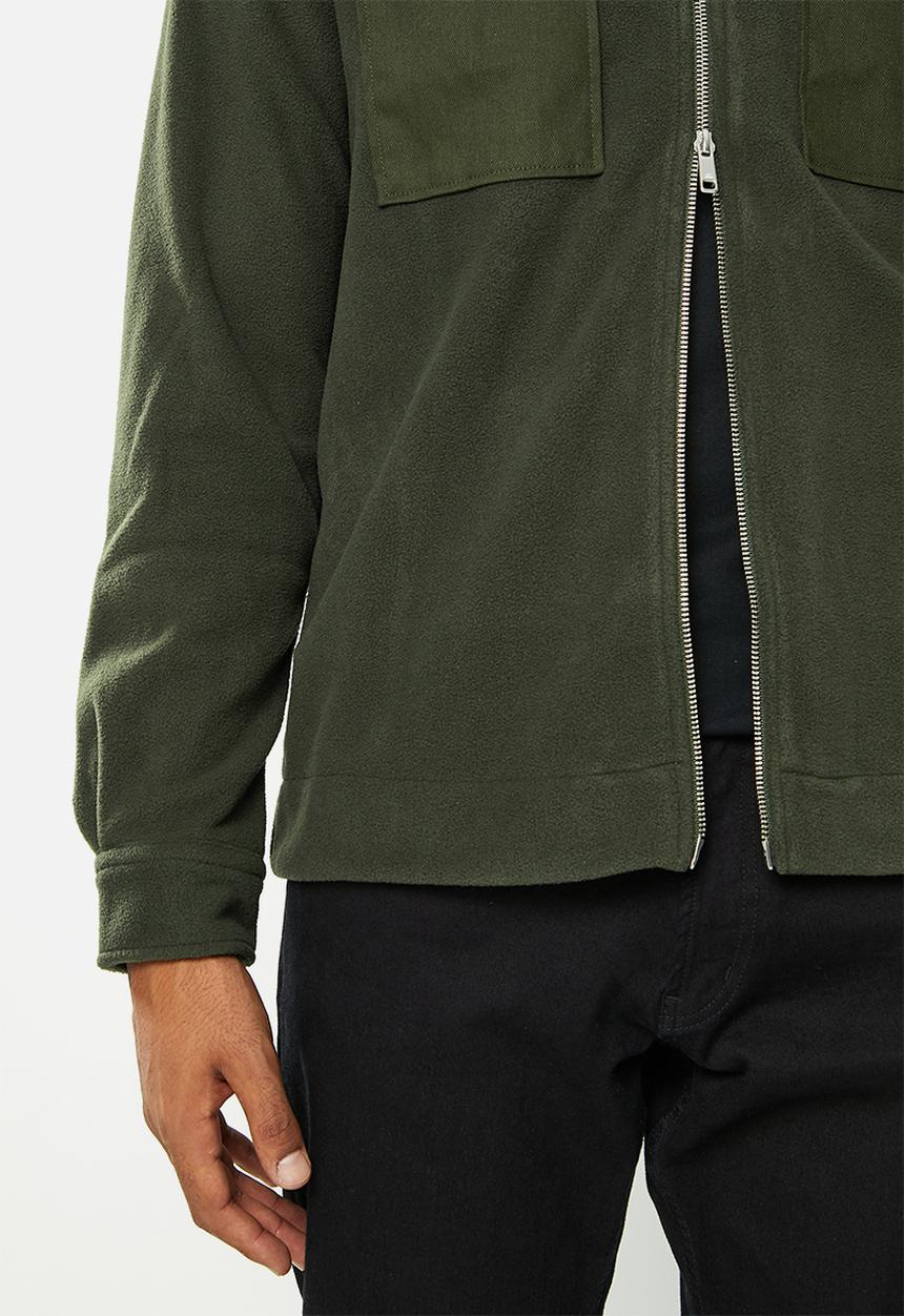 Only & Sons - Onstim ovr full zip fleece long sleeve shirt - olive