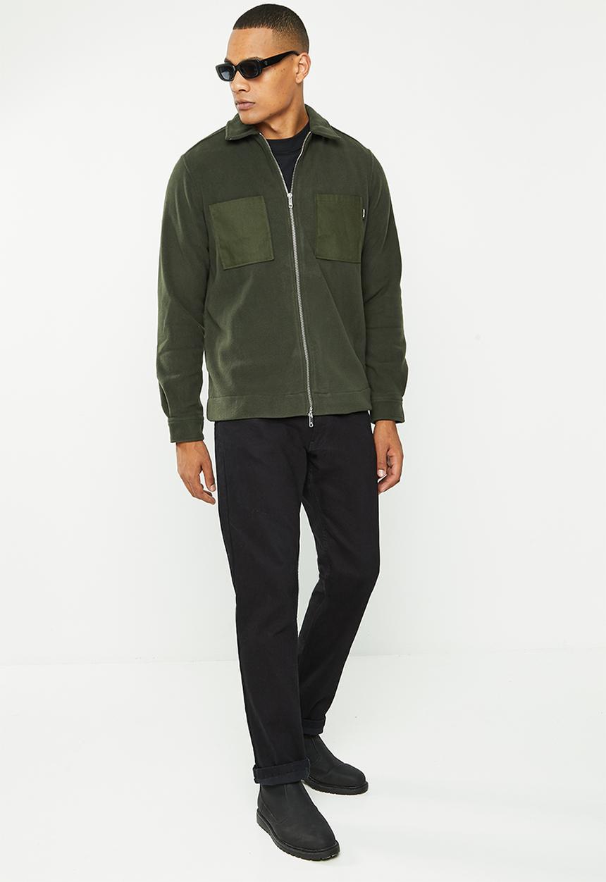 Only & Sons - Onstim ovr full zip fleece long sleeve shirt - olive