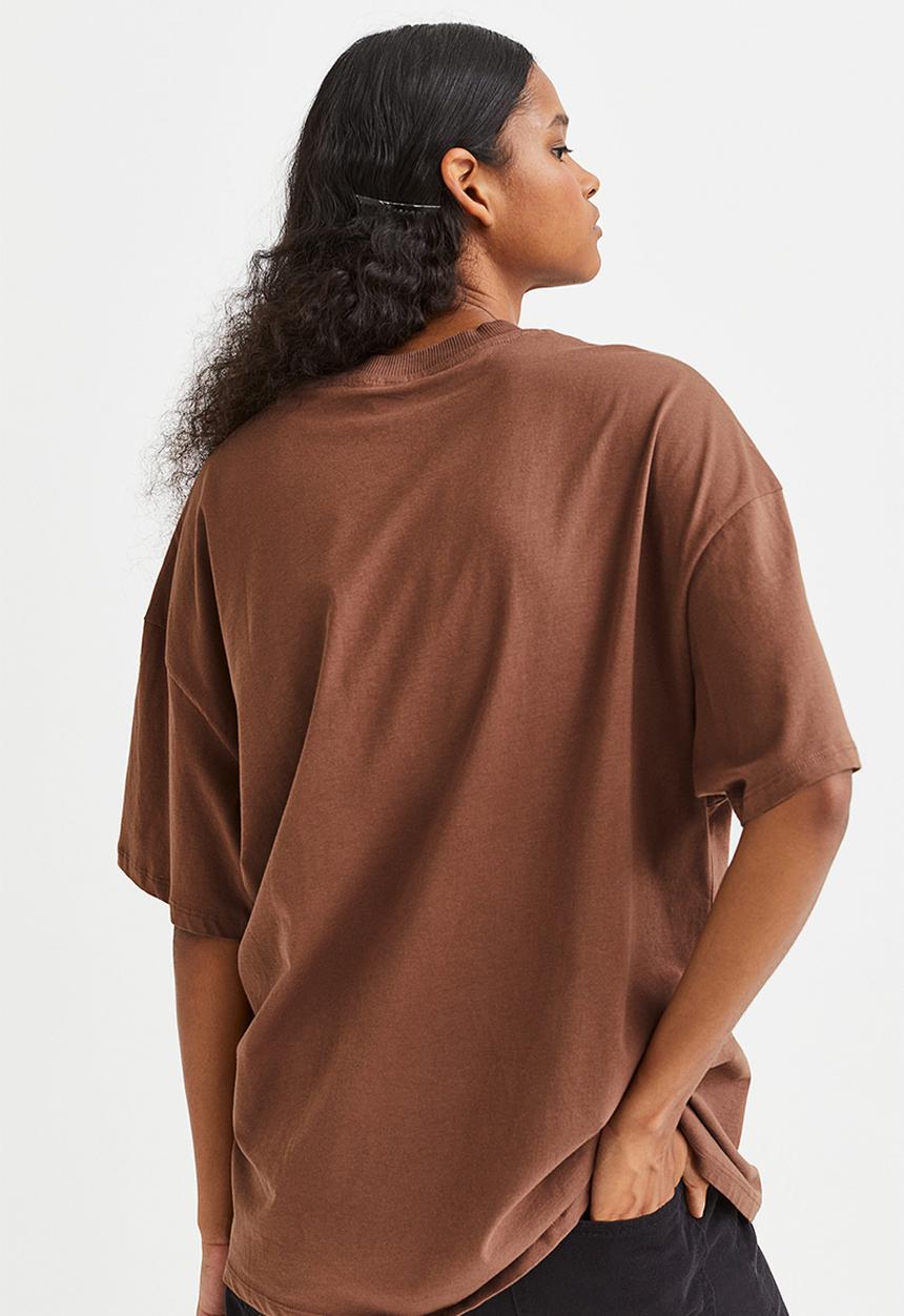 H&M - Oversized printed T-shirt - brown/sunburst