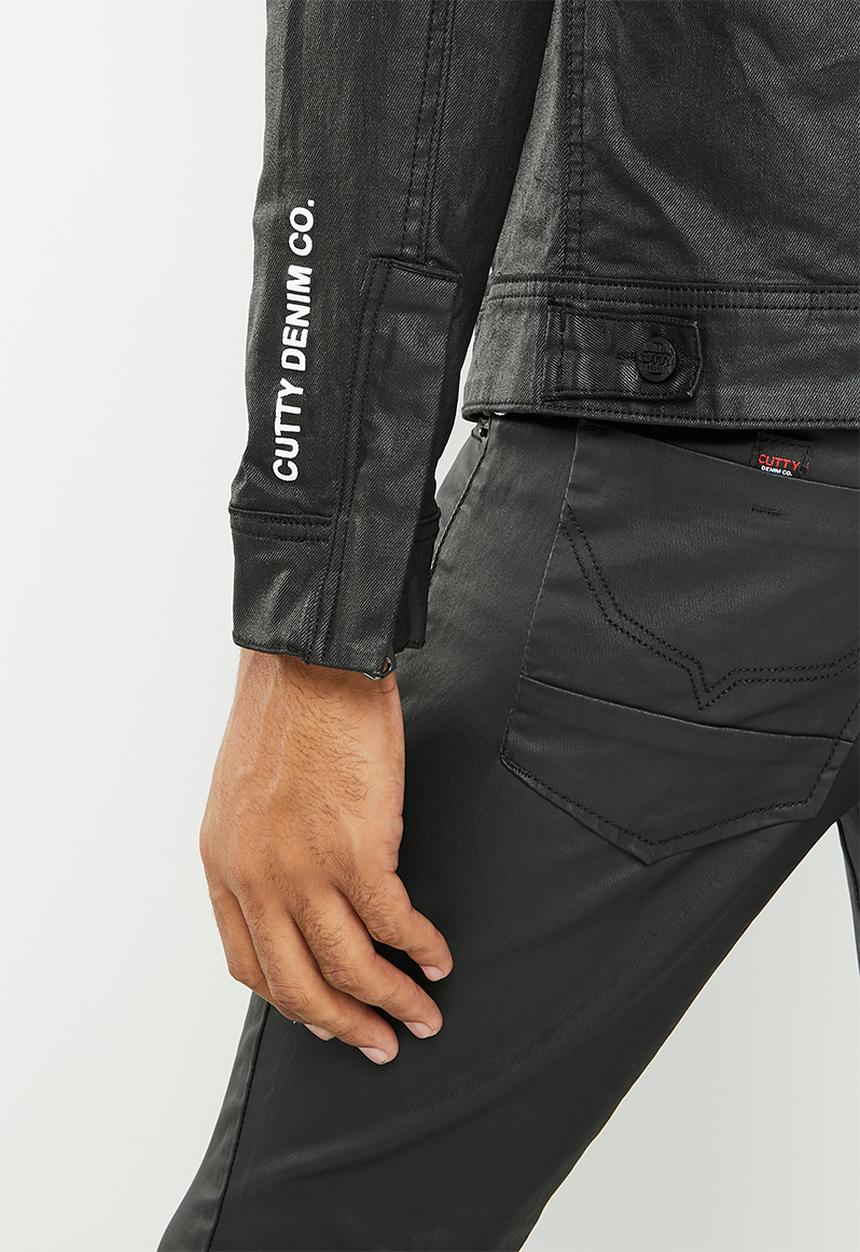 Cutty - Wade coated denim jacket - black