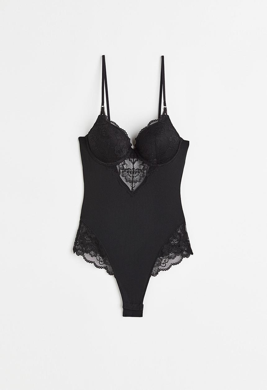 H&M - Push-up thong body - black